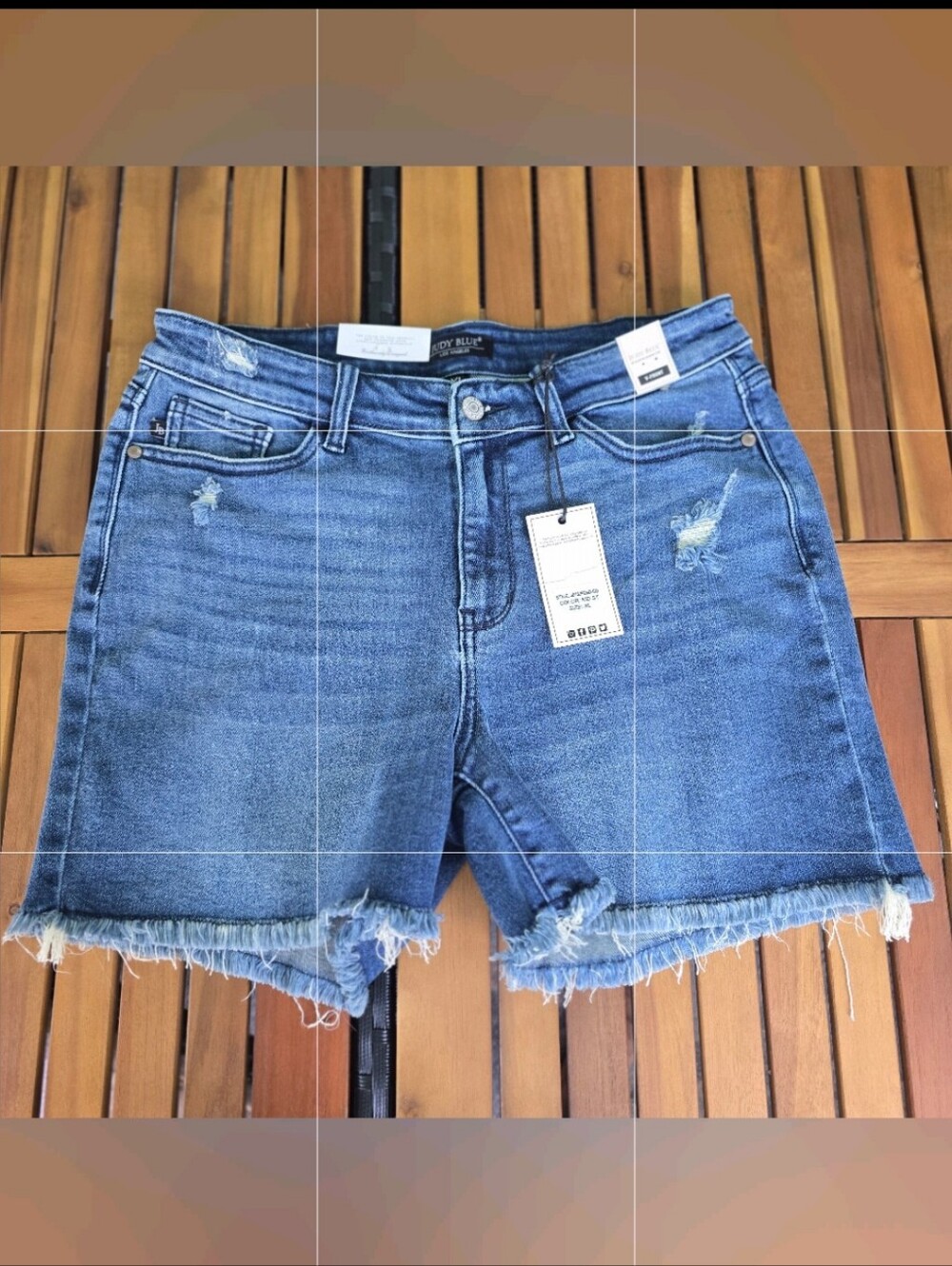 NWT Judy Blue V-Front Distressed Denim Shorts (Size XL) - Picture 4 of 10